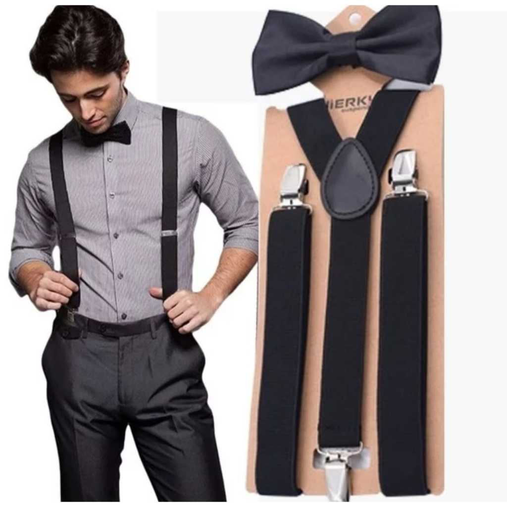 Conforto Estilo Para o Noivo Kit Suspensório e Gravata Borboleta Casamento