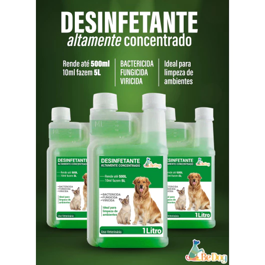 Ultra Desinfetante Concentrado Bactericida Quaternario Amonia para Pet e Casa-Rende 500lts Be Dog em Oferta na Shopee