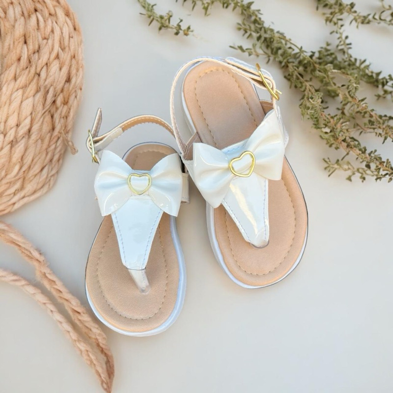 REF: 0041 Sandália Branca Infantilde dedo/ Enfeite Laço gravata em Oferta na Shopee