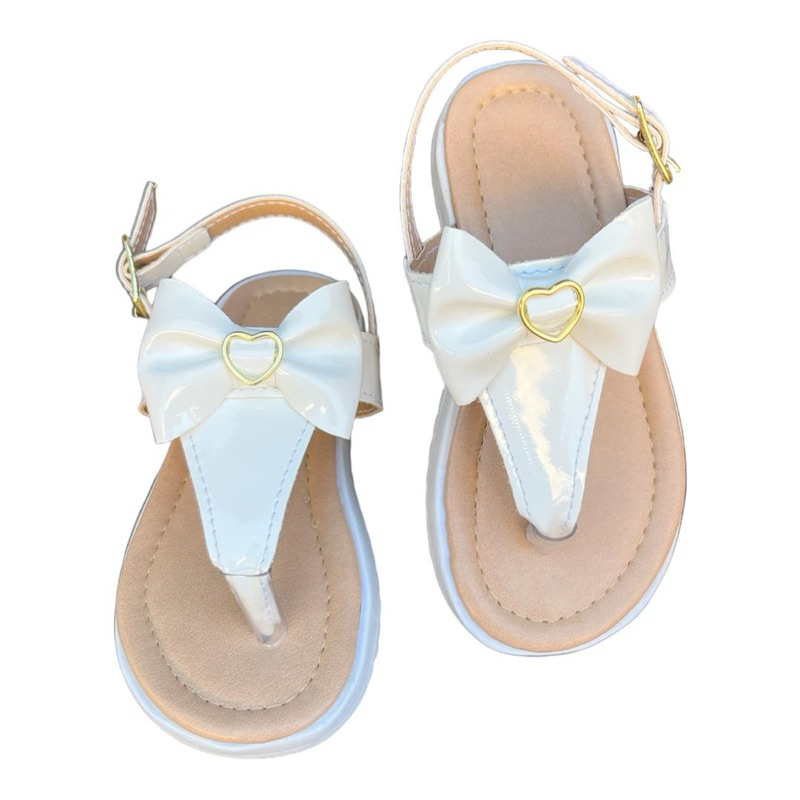 REF: 0041 Sandália Branca Infantilde dedo/ Enfeite Laço gravata