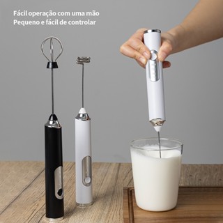 Batedor Misturador Mixer Elétrico Portátil Para Bebidas Leite Café Clara de Ovo 2 em 1