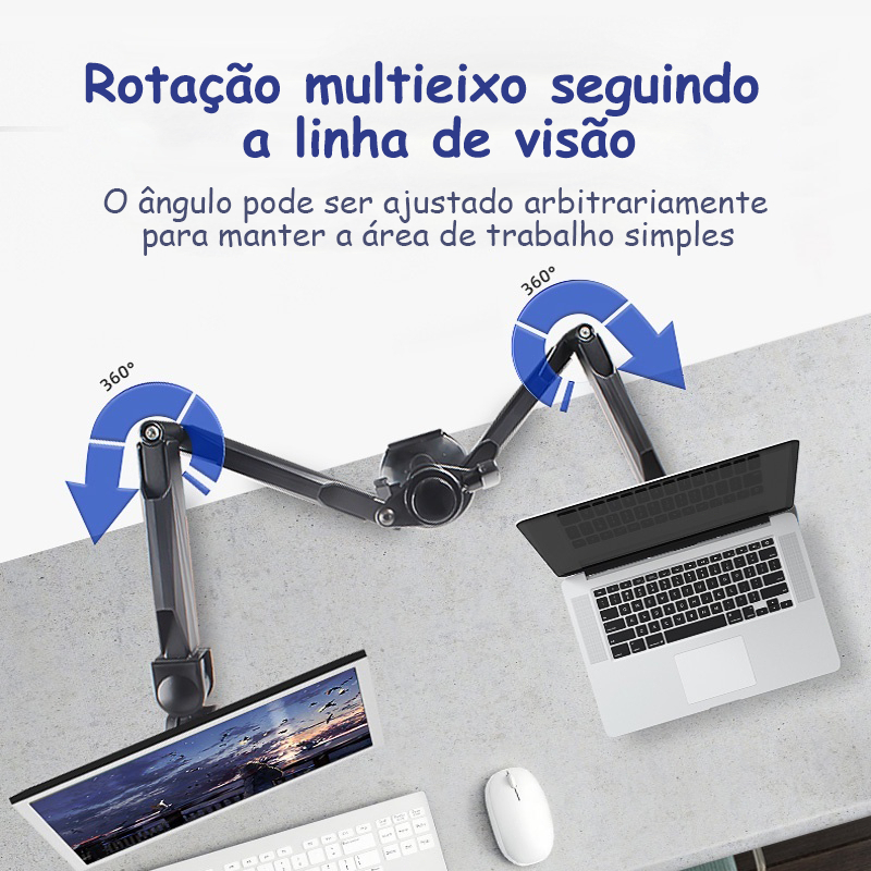 Detalhes do Suporte Duplo Articulado De Mesa Para Monitor E Notebook E 2 Minito 3 Monito