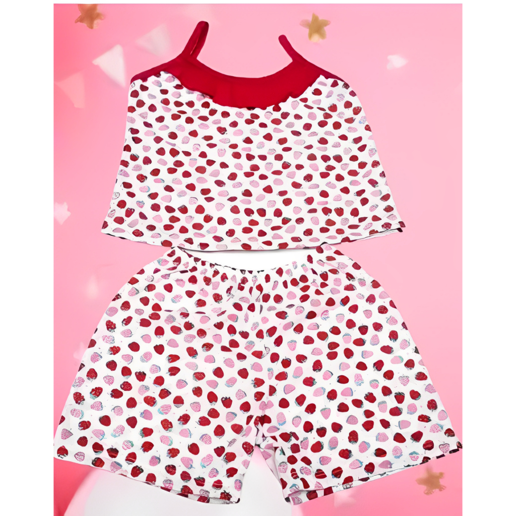 Camiseta Menina Regata + Short Conjunto Pijama Calor Curto Verao Criança Envio Imediato
