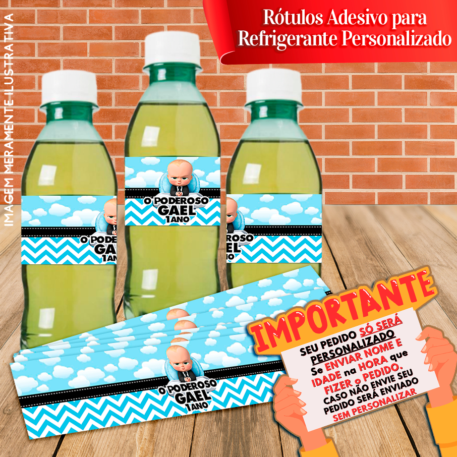 Rótulos adesivo Caçulinha Personalizada Poderoso Chefinho