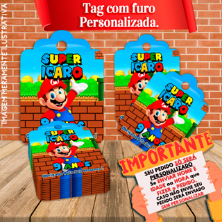 Etiquetas Tags Personalizadas Mario Bros em Oferta na Shopee