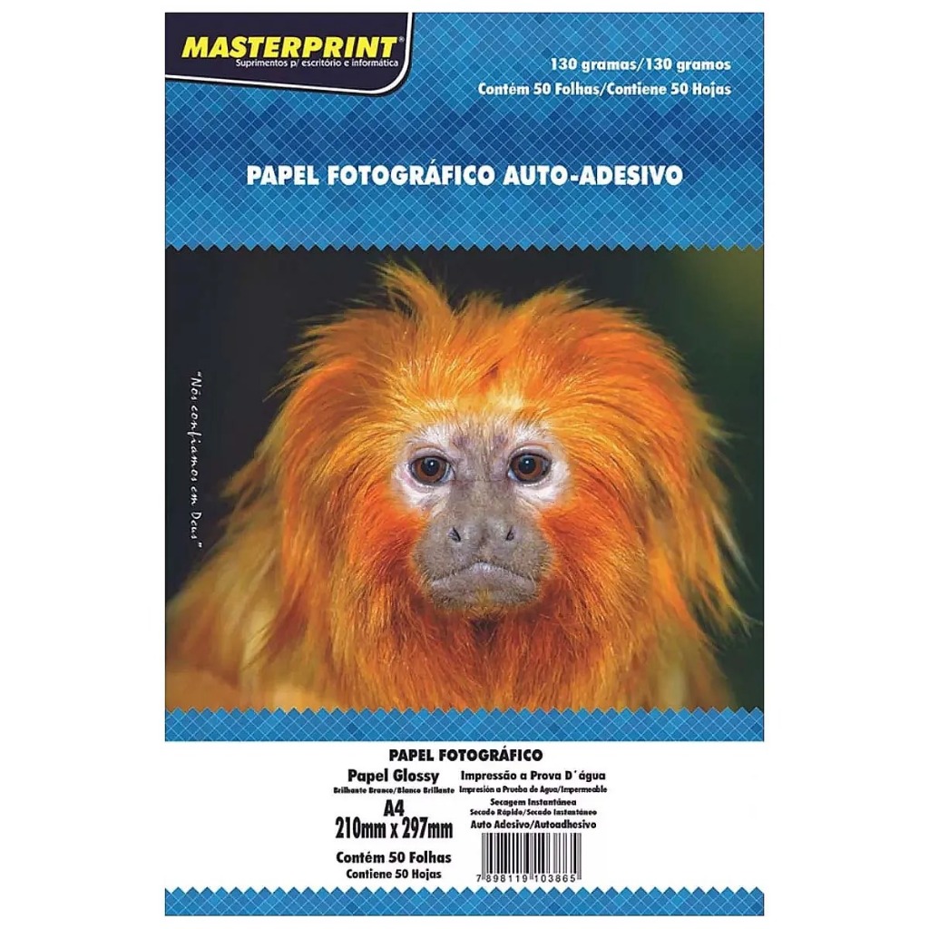 Papel Fotográfico Adesivo A4 130g Masterprint À Prova D'água 50 Folhas