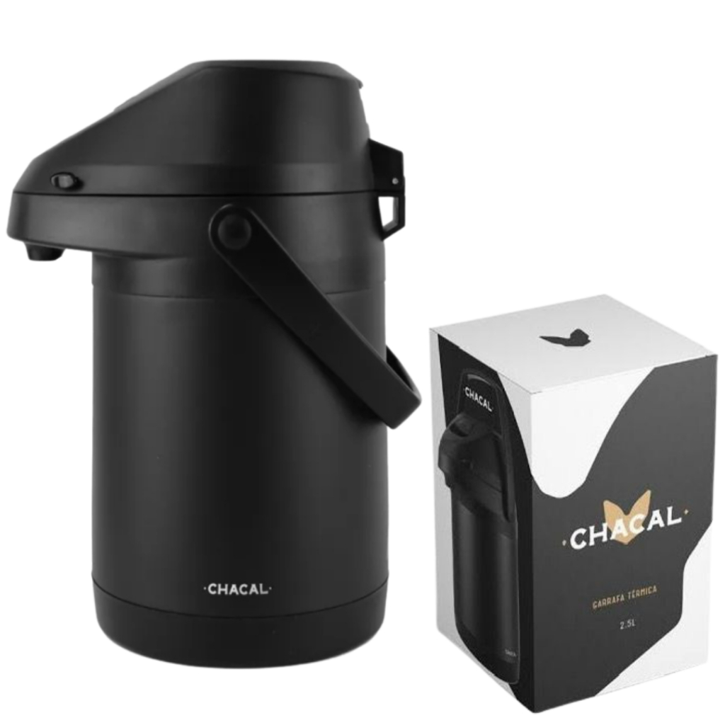 Garrafa Térmica de Inox 2,5 Litros Preta Chacal em Oferta na Shopee