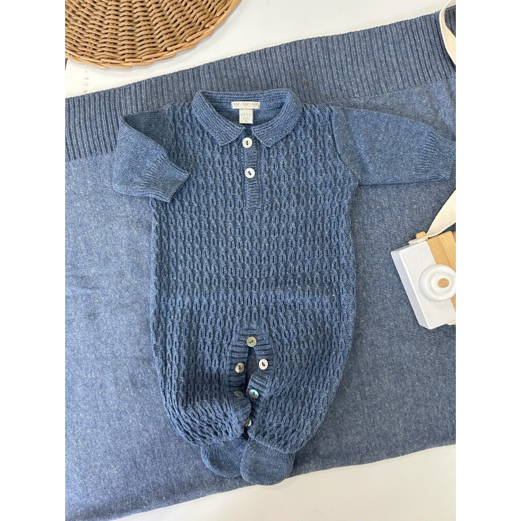 Macacão para Saída Maternidade Menino Tricot 1 peça Recém Nascido 0 a 03 Meses Não Acompan...