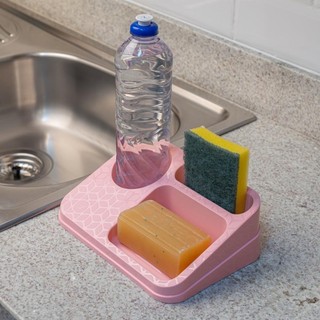Organizador De Pia Suporte Porta Detergente Esponja Bucha Organização Cozinha Bancada Uz395 - Rosa