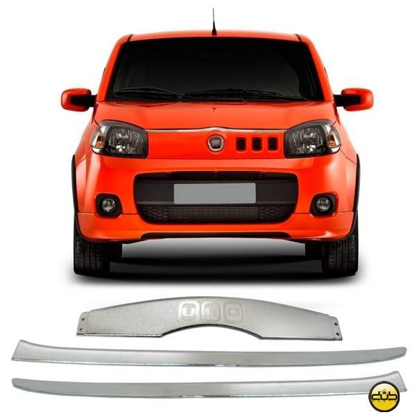 Kit Aplique Cromado Friso Grade Capo Fiat Novo Uno Evo Vivace 2010 2011 2012 2013 2014