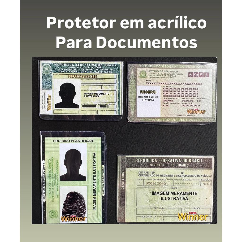 PROTETOR EM ACRÍLICO PARA DOCUMENTOS/CNH/RG/DOCUMENTO DE CARRO/RESITENTE/DURAVÉL/ENVIO IMEDIATO