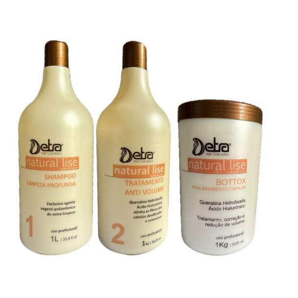 Kit Natural Liso Anti Volume Com Botox Redutor Volume Detra