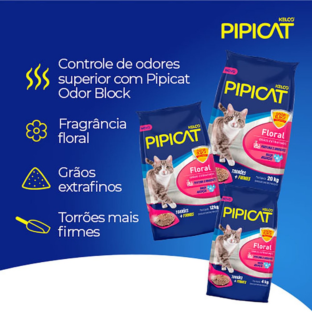 Detalhes do Areia Sanitária Pipicat Floral Para Gatos Kelco 12kg
