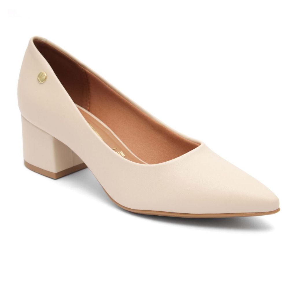 Scarpin Vizzano Salto Médio Sapato Creme Confortável 1220-315