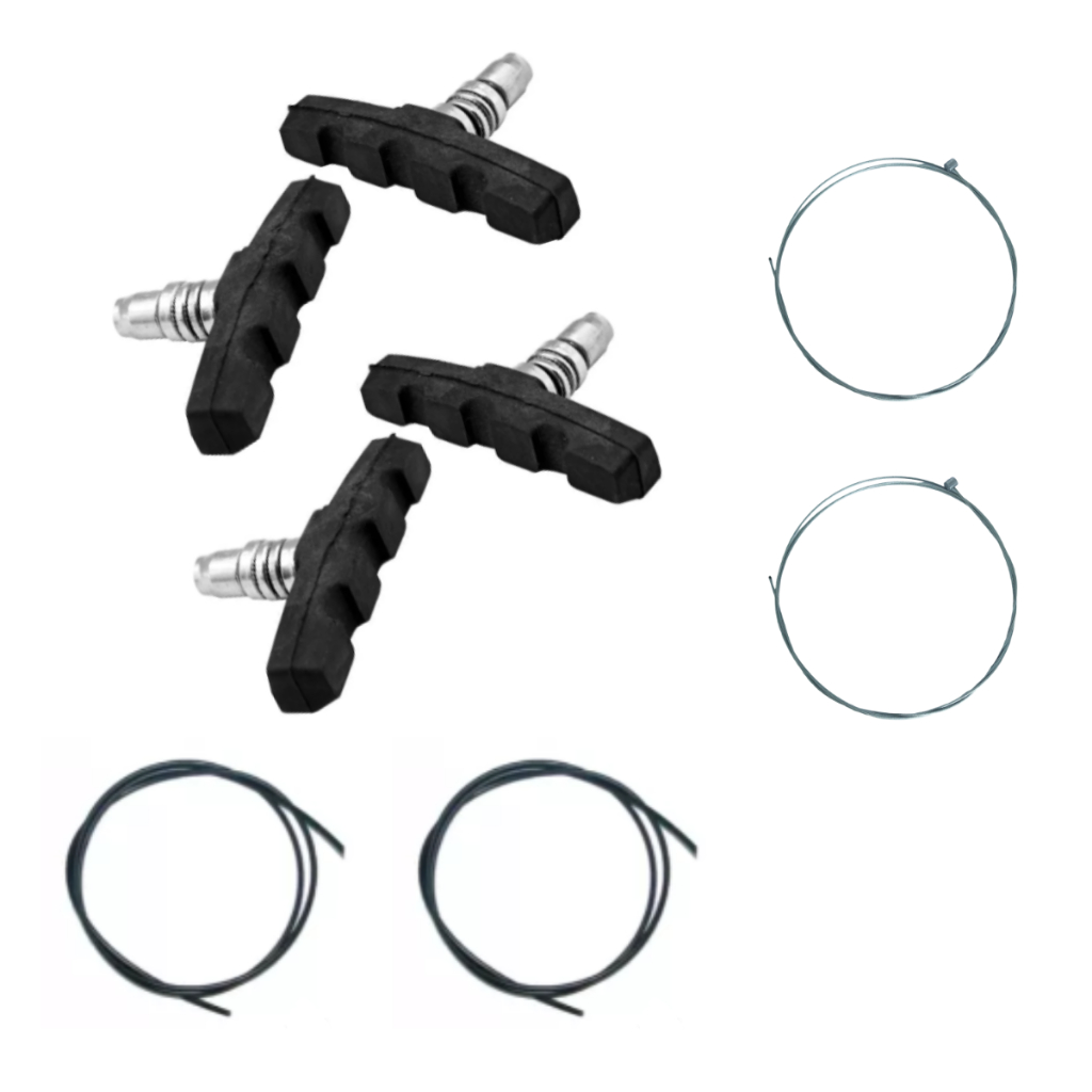 Kit Par De Freio Com 2 Pares de Sapata + 2 Cabos + 2Mtrs de capa  Para Bicicleta V-brake