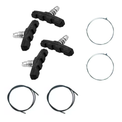 Kit Par De Freio Com 2 Pares de Sapata + 2 Cabos + 2Mtrs de capa Para Bicicleta V-brake