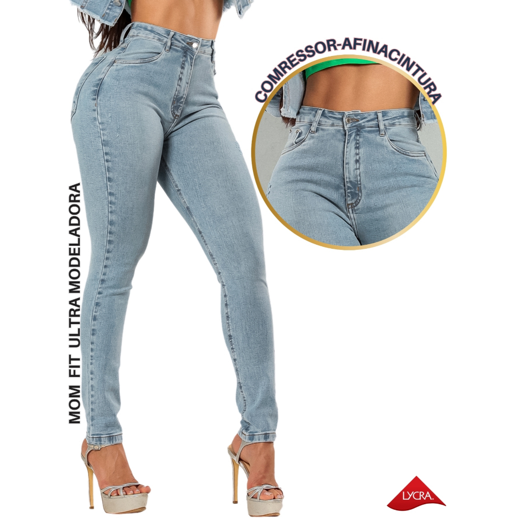 Calça Mom Feminina Ultra Fit Modeladora Hot Pants Chapa Barriga