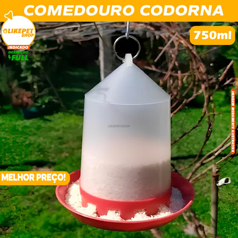 Comedouro Galinheiro Granja com Rosca Frangos Galinha Galo Pintinho Aves Codorna 750 ml em Oferta na Shopee
