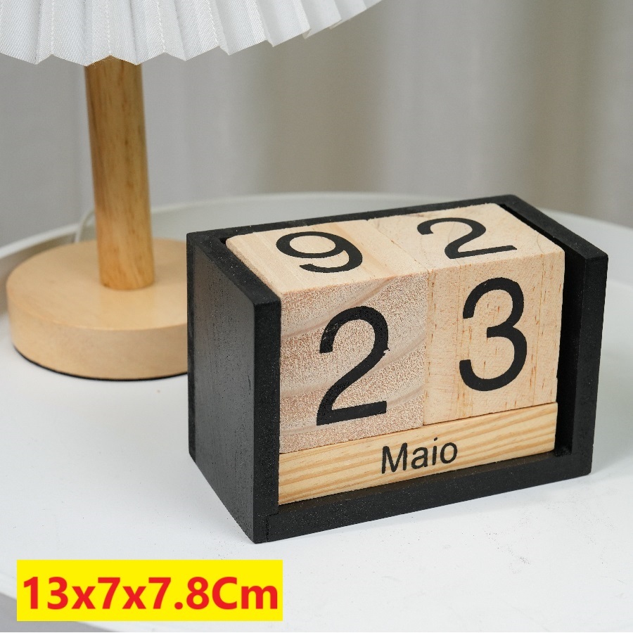 Calendário Permanente Cubo De Mesa 13x7x7.8Cm Mdf Decoração Escritório Dia E Mês em Oferta na Shopee