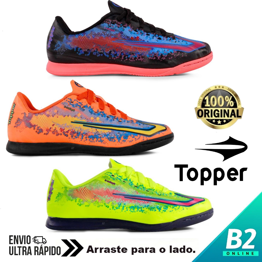 Chuteira Futsal Topper Strike 6 Juvenil 100% Original Com Nota Fiscal e Garantia em Oferta na Shopee
