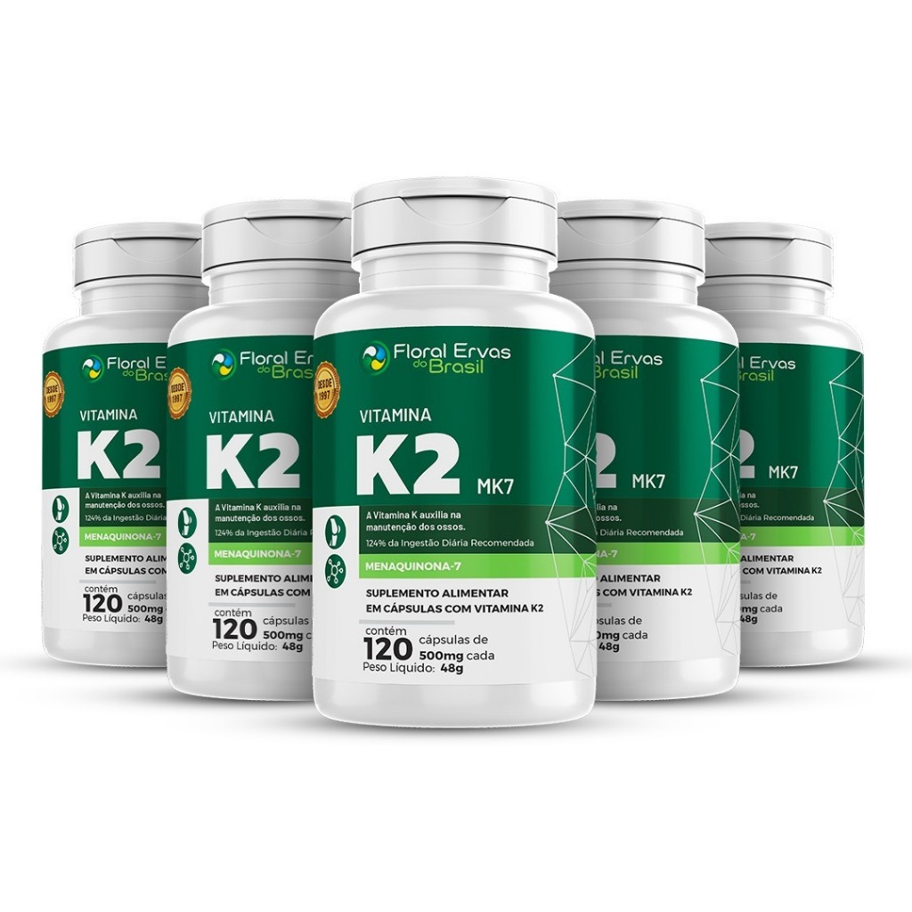 Vitamina K2 Mk7 350mg 5x 120 Cápsulas Menaquinona-7