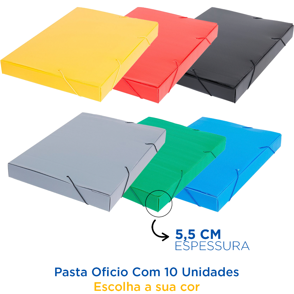 Pasta Polionda Com Elástico Oficio 10 Unidades - Lombo de 55mm em Oferta na Shopee