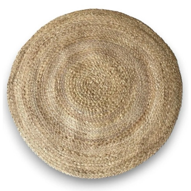Tapete Redondo Sianinha 1,20m Palha Carnaúba Artesanal Boho Decoração Elegante Sala Quarto Natal