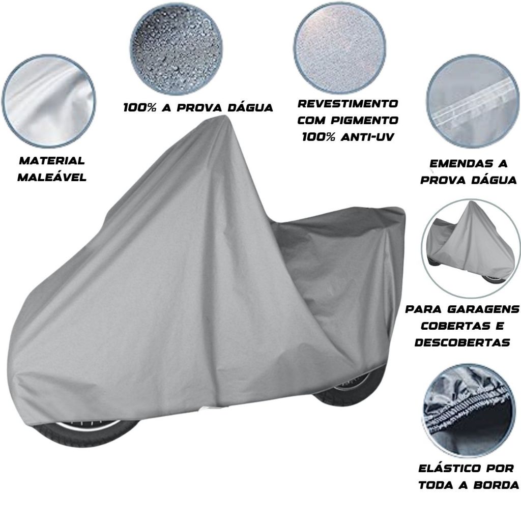 Capa Pra Moto Forrada 100% Impermeável UV-BLOCK Motocicleta Protege Sol Chuva Poeira em Oferta na Shopee