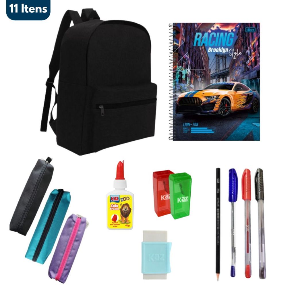 Kit Material  Escolar 11 itens Ensino Médio Fundamental Colegial Faculdade Universidade Cursinho