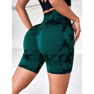 Short Legging Esportiva Academia Yoga Trendy Tie dye Amassada Levanta Bumbum Sem Costura Cintura Alta em Oferta na Shopee