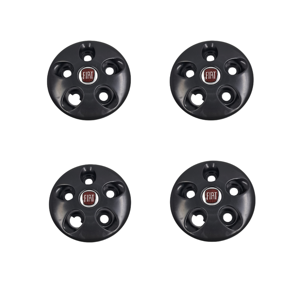 4x Calotas Fiat Ducato Centro Roda Aro 16 Emblema Vermelho