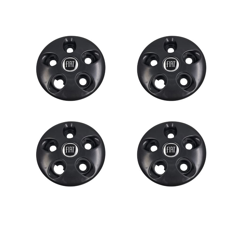 4x Calotas Fiat Ducato Centro Roda Aro 16 Emblema Preto