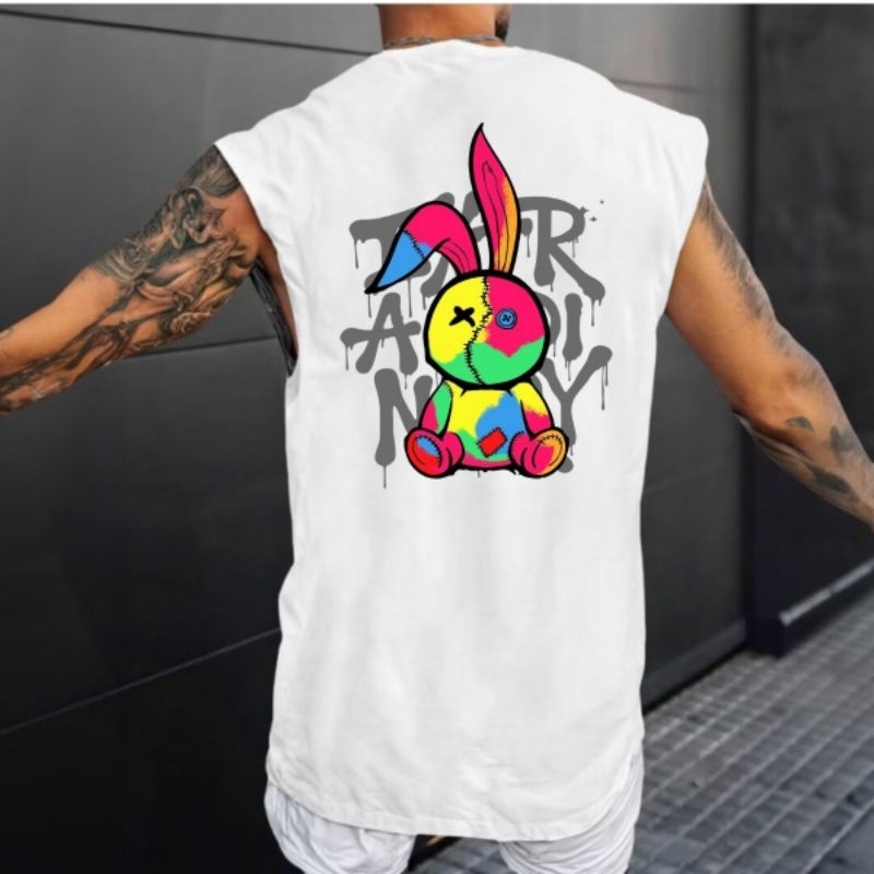 Regata Oversized Sleeveless Streetwear Estampada Coelho