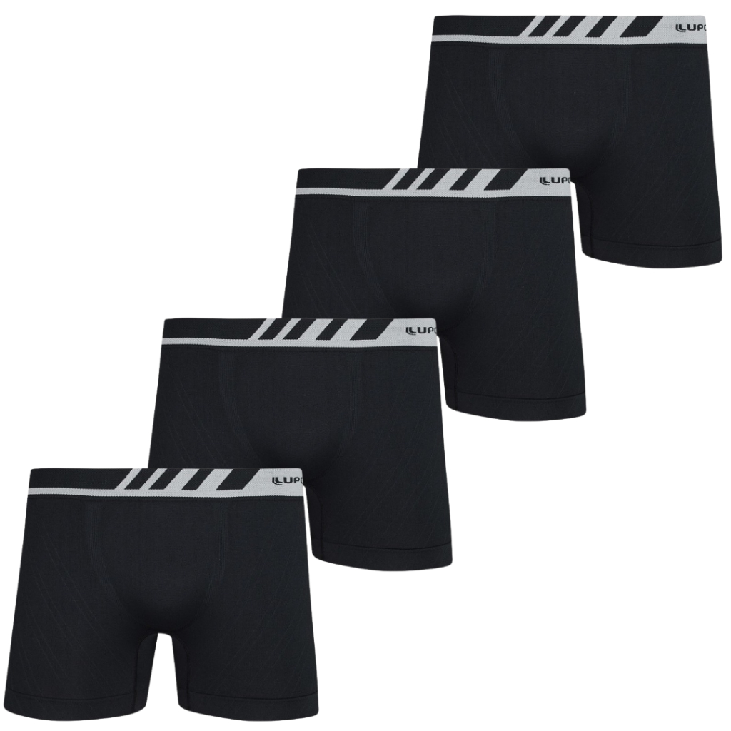 Kit 4 Cuecas Boxer Lupo Em Microfibra Masculina Sem Costura Original