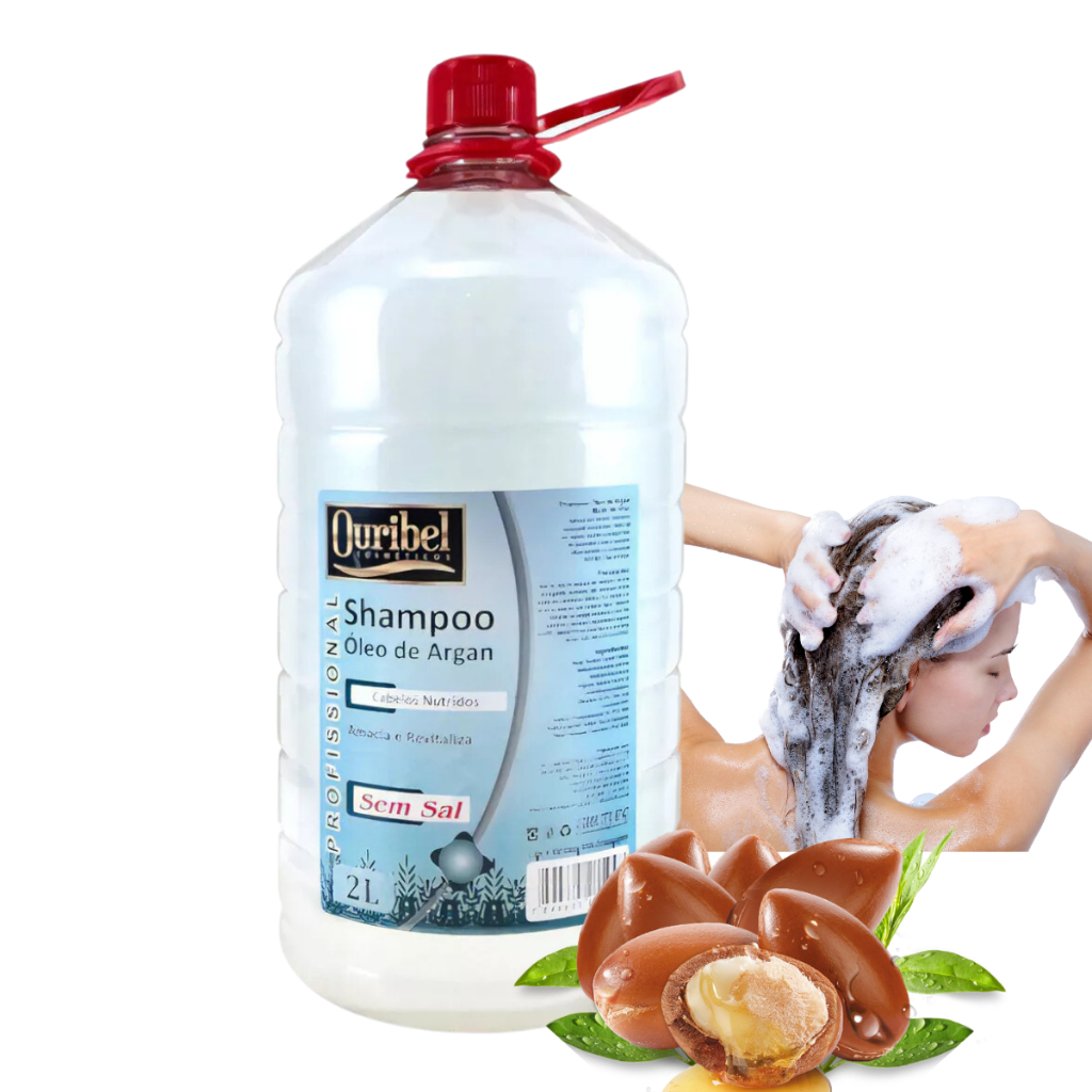 shampoo oleo de argan ouribel 2 litros cabelos nutridos shampoo de salão em Oferta na Shopee