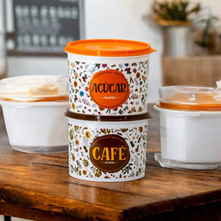 Kit 2 Porta Mantimentos Decorado Floral Resistente Empilhável em Oferta na Shopee