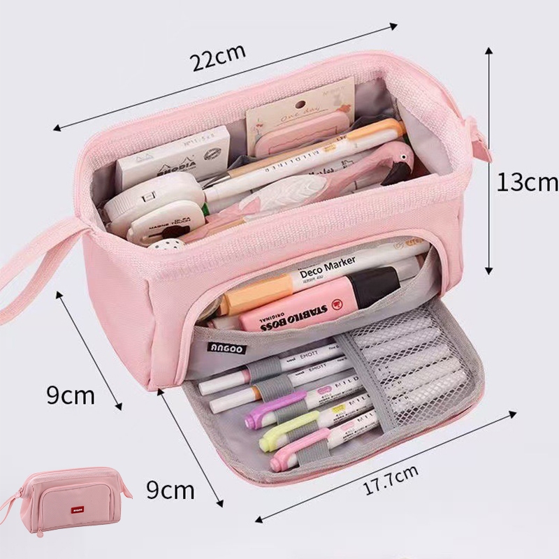 Estojo grande para lápis e canetas para uso na escola faculdade  por adolescentes  e estudantes em Oferta na Shopee