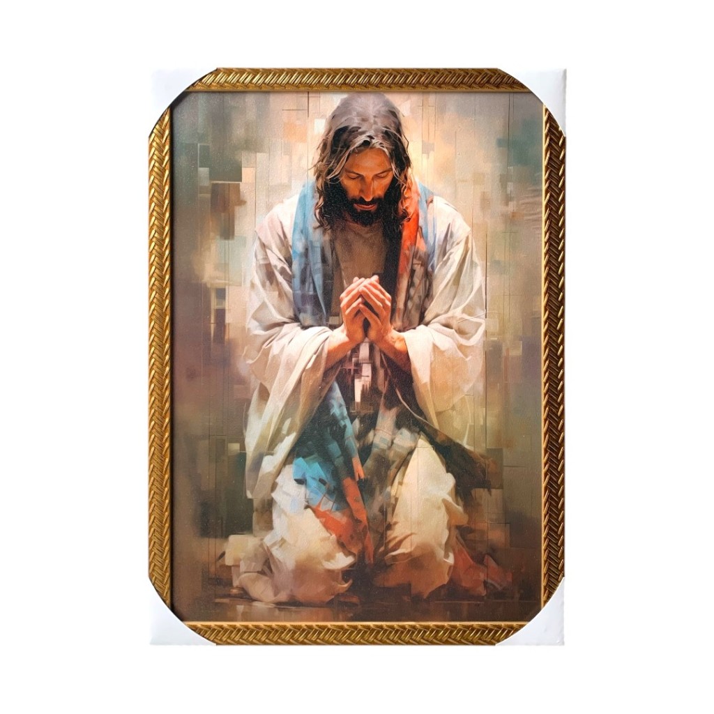 Quadro Abistrato Jesus Orando Resinado 50x70cm. em Oferta na Shopee