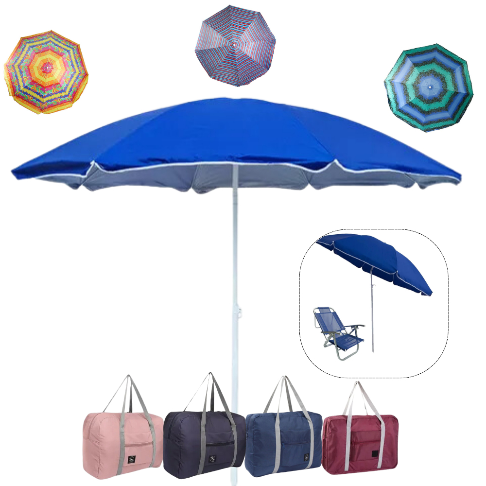 Guarda Sol De Praia Gigante 2,40m / 2mts / 1,80 mts Piscina pesca Camping Verão 2025 Ombrelone Grande