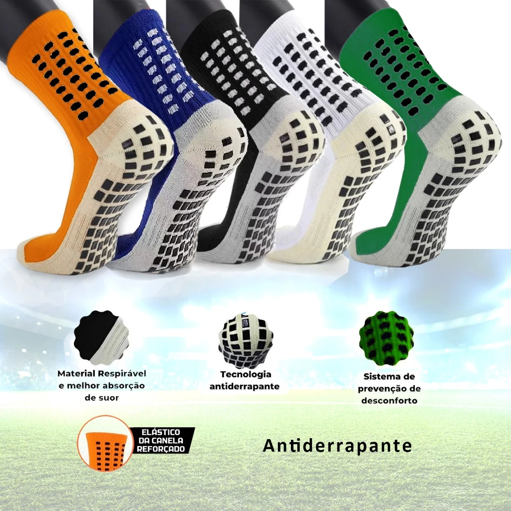 Kit 3 pares Meias de futebol Meias Esportivas De Algodão Antiderrapantes De Alta Qualidade Enviar imediatamente