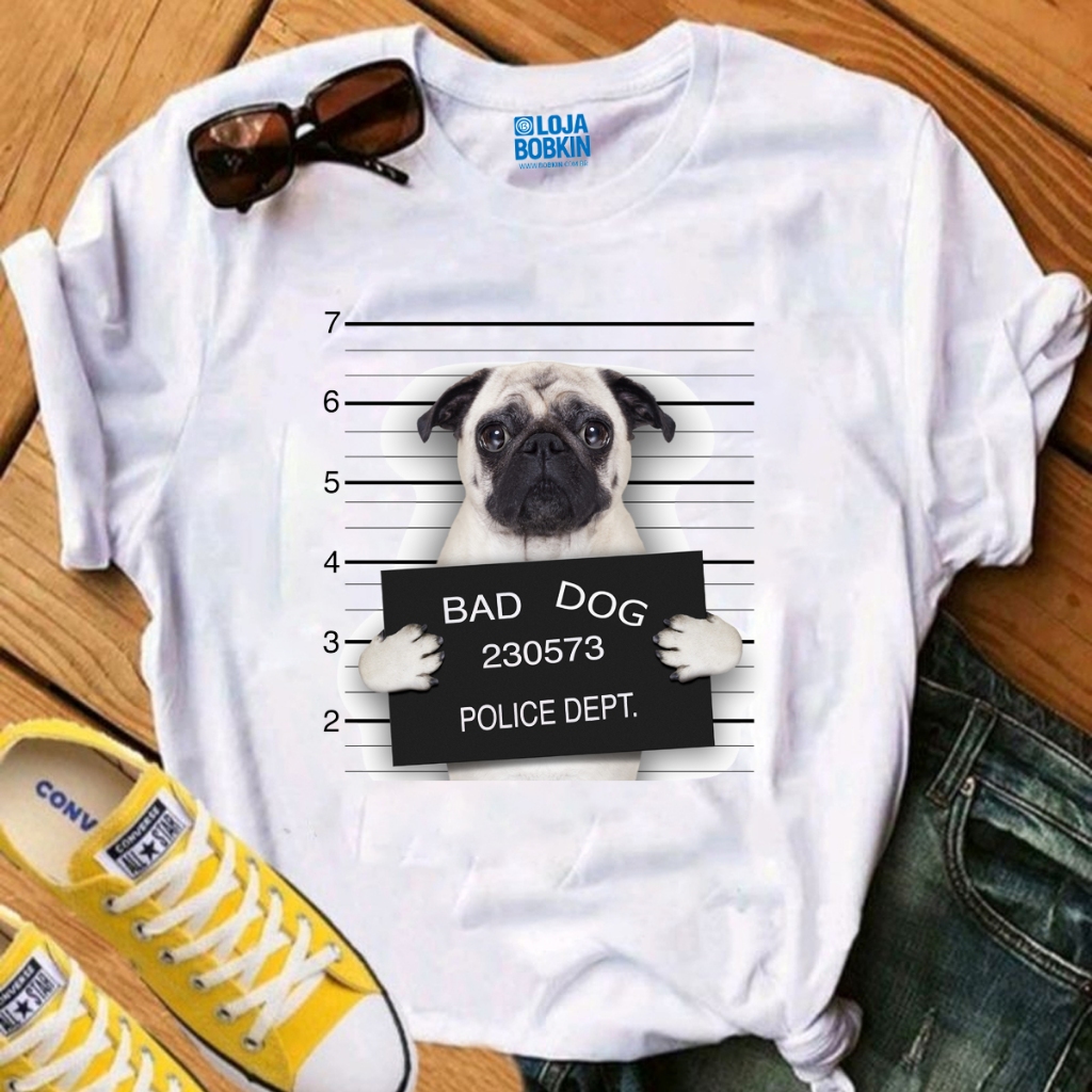 Camiseta Feminina Bad Dog Cachorro Mau Pug