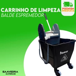 Carrinho de Limpeza Balde Espremedor De Água 30 Litros