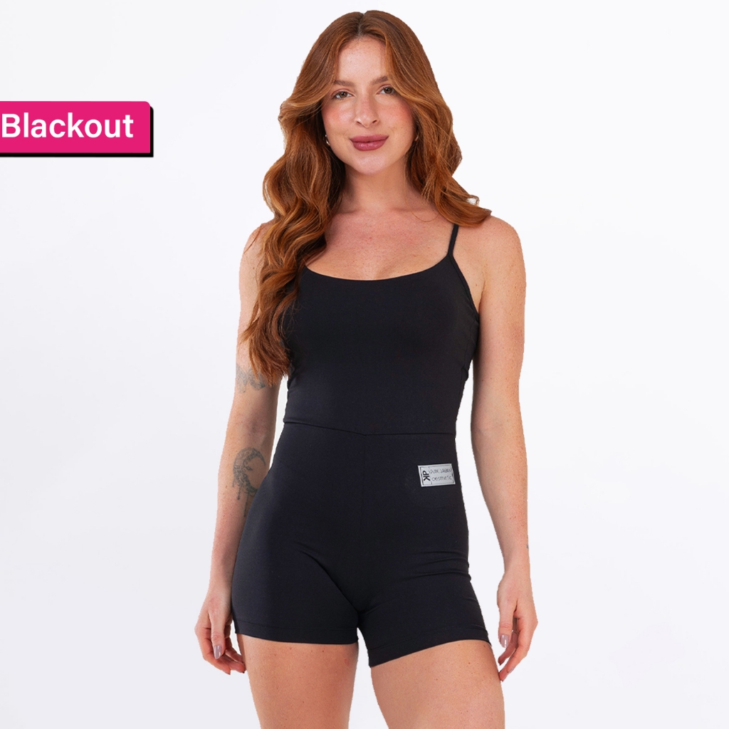 Macaquinho Fitness Alcinha Slim Blackout Zero Transparência Academia Macacão Crossfit