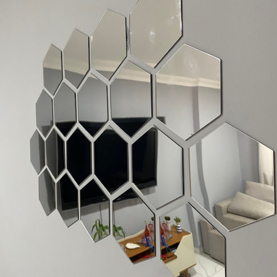 Kit com 10 Espelho Decorativo em Acrílico em formato de Hexagono 12x10cm em Oferta na Shopee