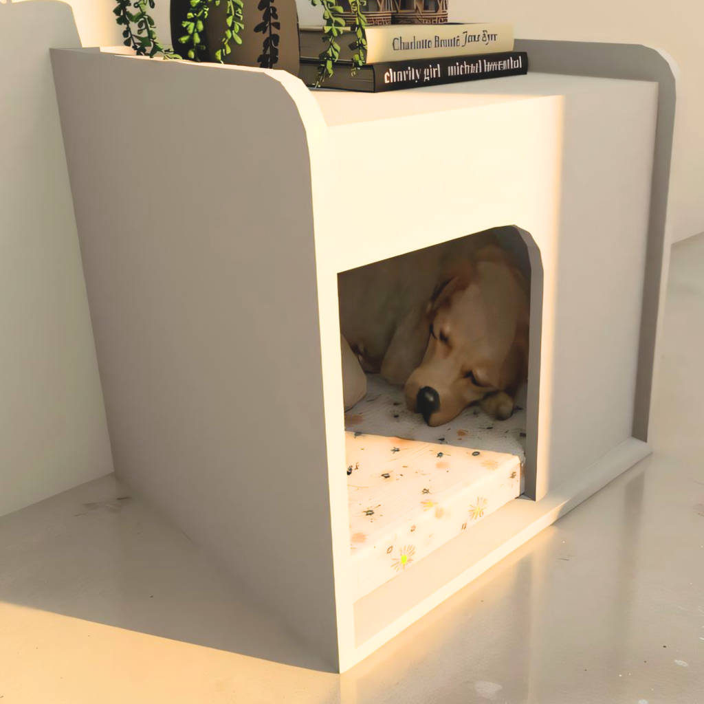 Mesa de cabeceira cama pet cães 45x45x40 Branco + Brinde Colchãozinho