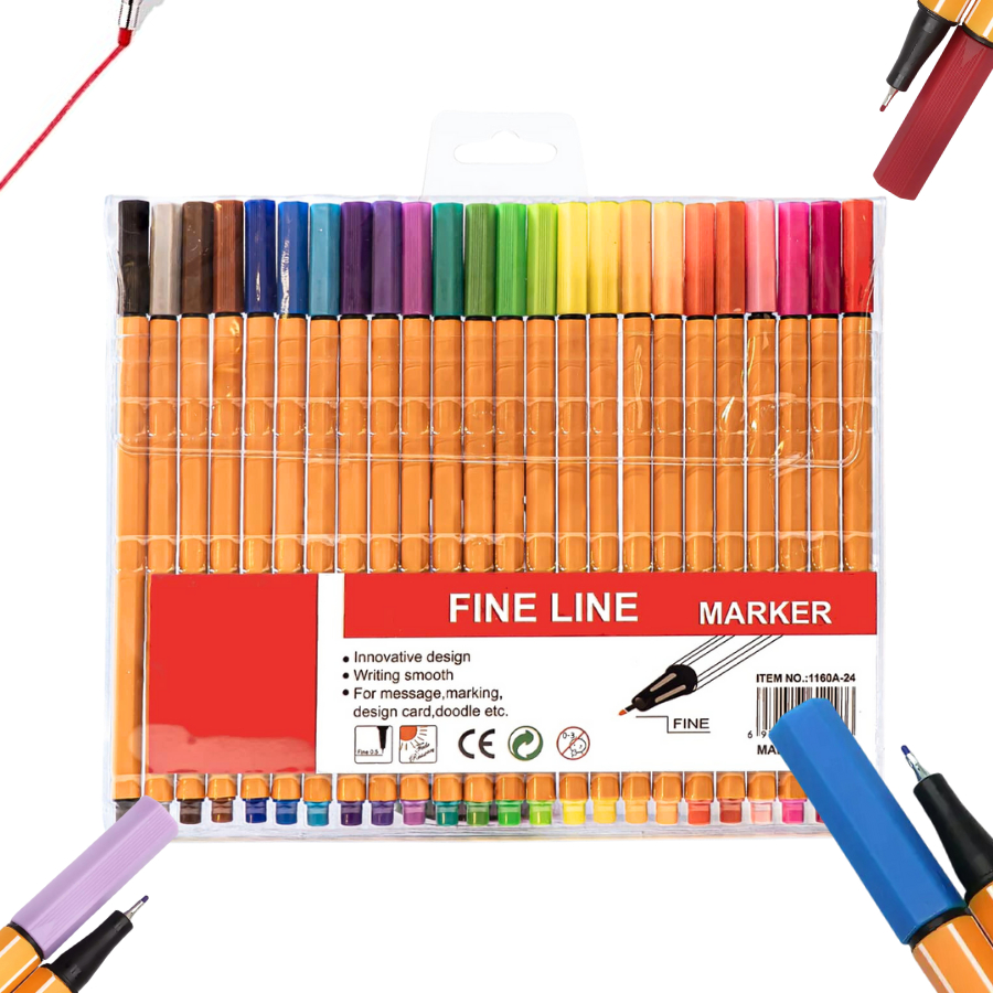 Kit 24 a 12 Canetinhas Cores Caneta Colorida Fine Line 0.4mm Material Escolar Ponta Fina Volta Aulas em Oferta na Shopee