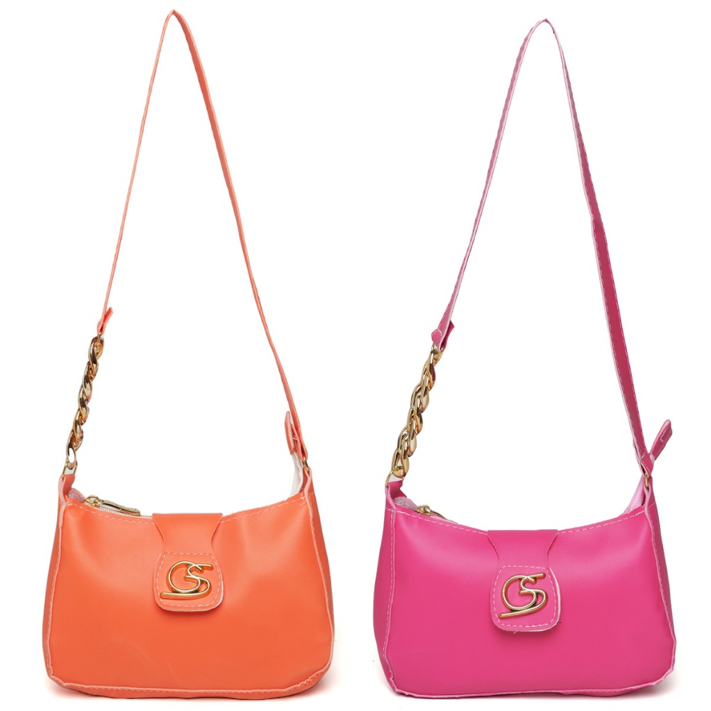 Kit 2 - Bolsa Pequena Festa Meia Lua Em Couro Sintético, Alça De Ombro, Gaby Show Moda Feminina
