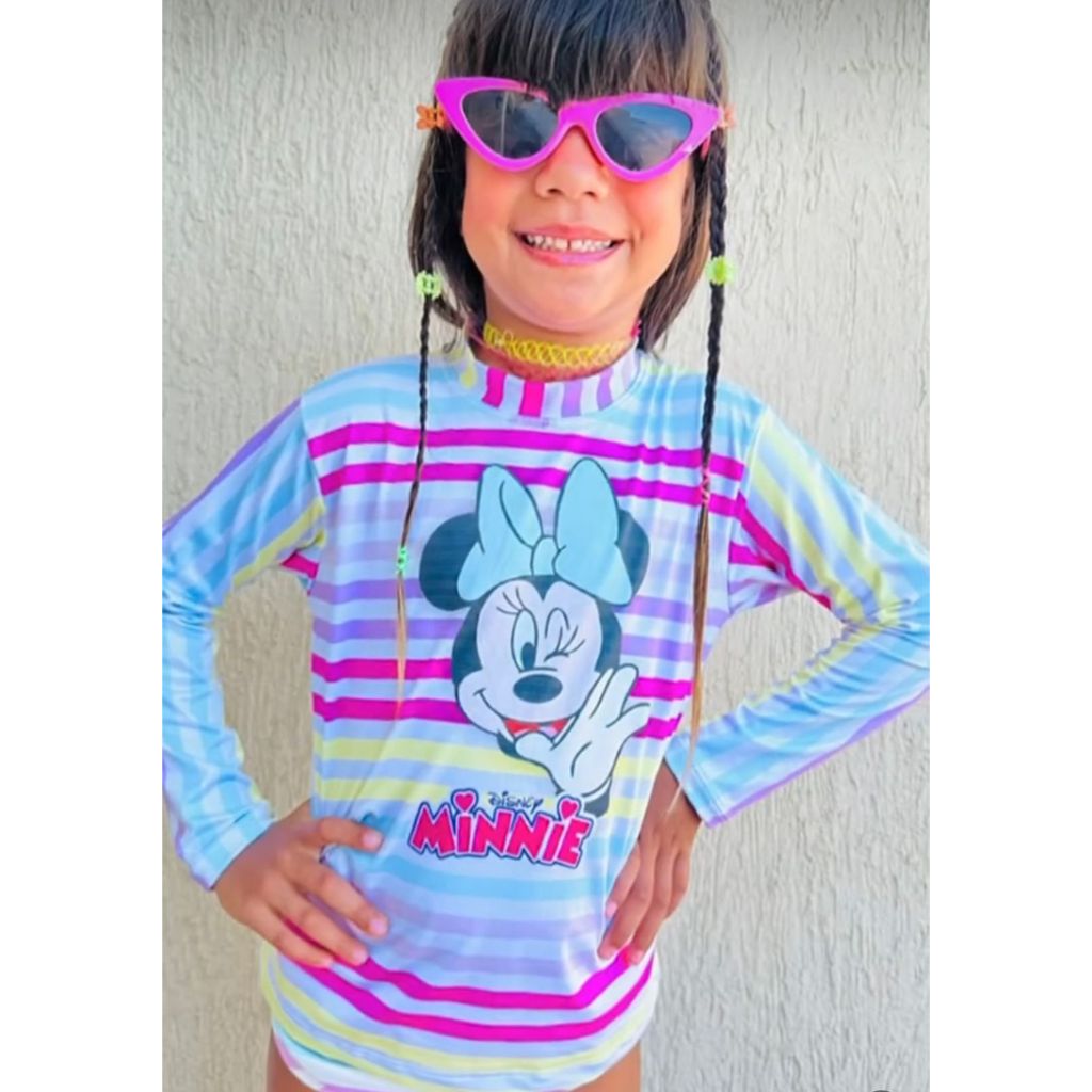 Conjunto roupa de Banho Infantil menina e menino kit duas peças camisa UV