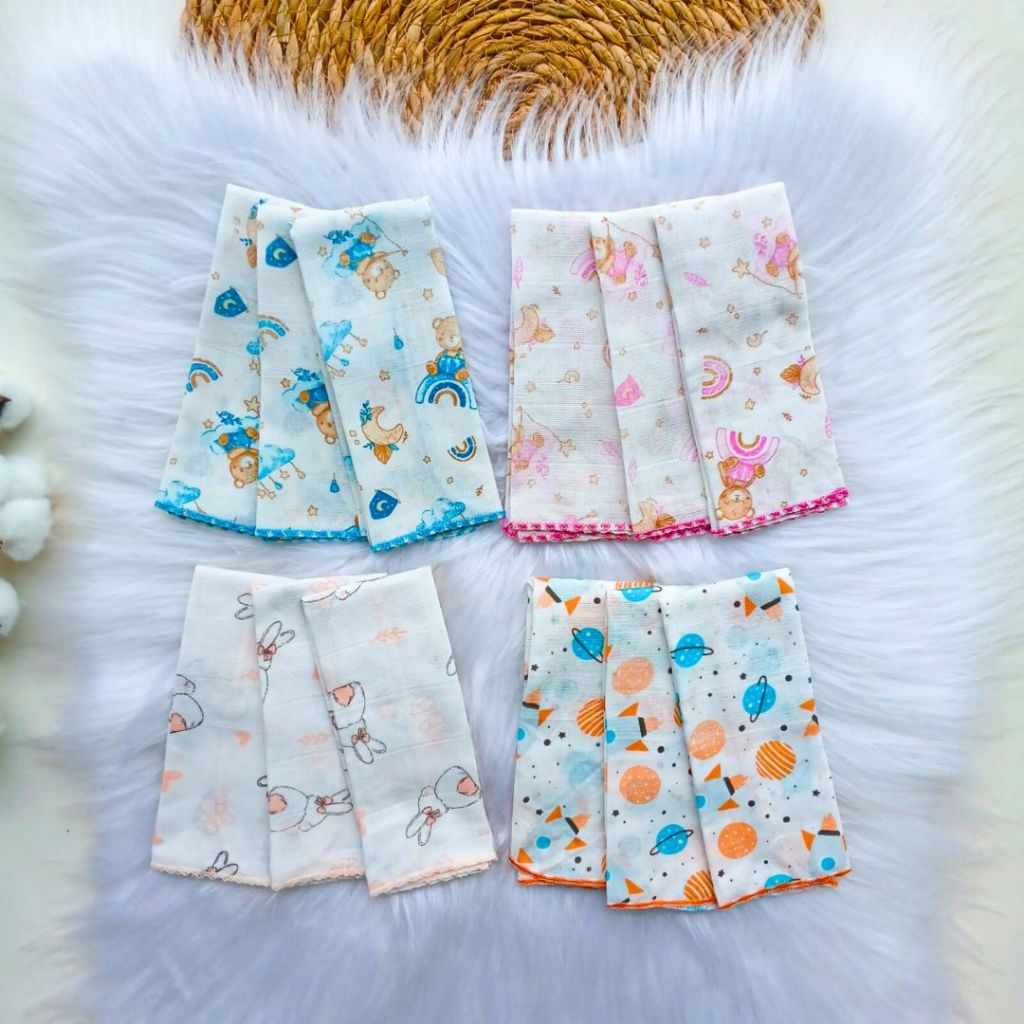 Paninho de Boca Pano Fralda Enxoval Maternidade Higiene Macio 100% Algodão 3 un Menina e Menino em Oferta na Shopee