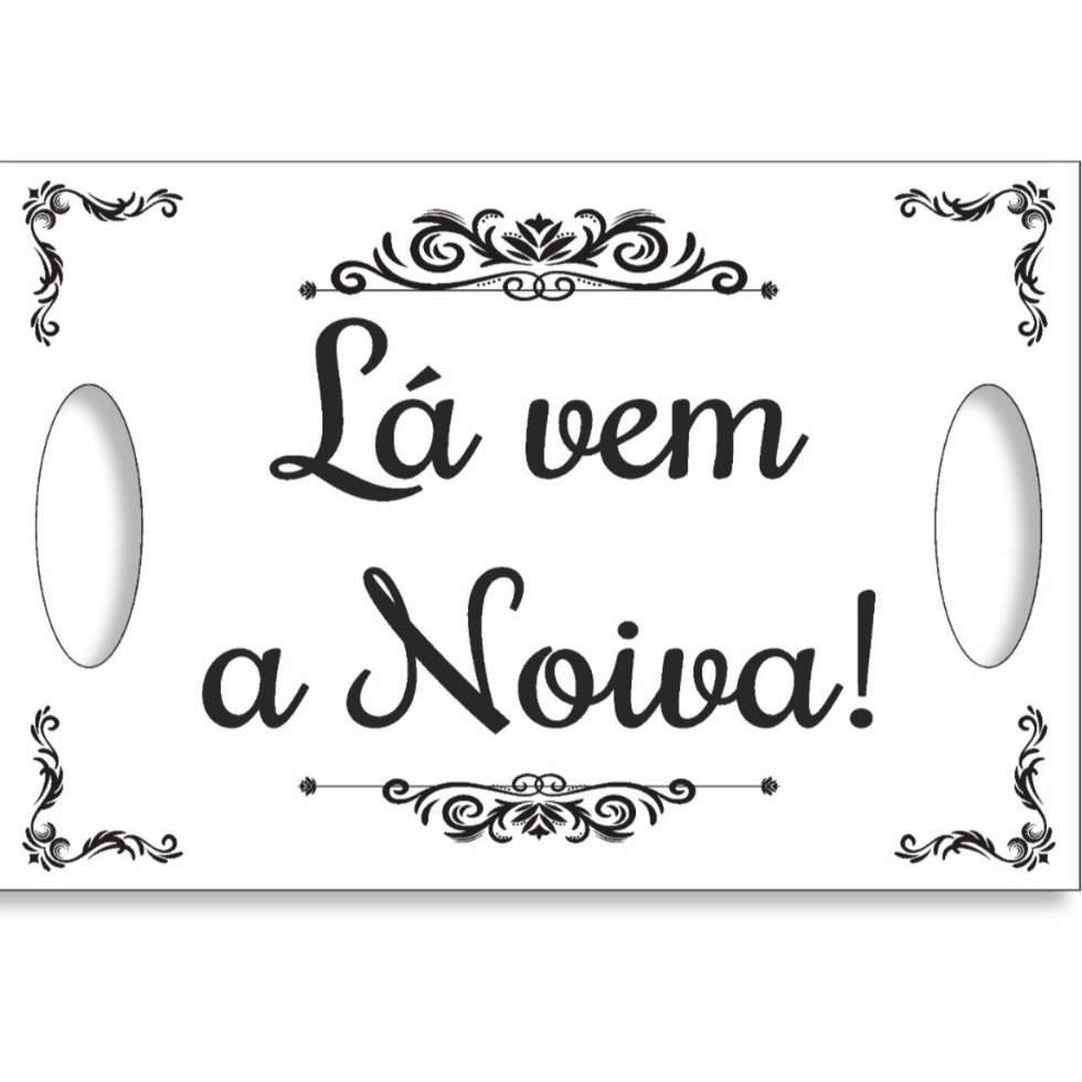 Plaquinha Lá Vem a Noiva com Suporte | Entrada Daminha MDF Branco 30x20cm Com Suporte Branca